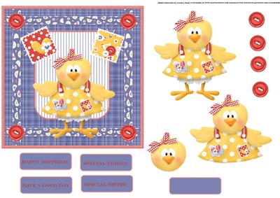 Country Chicks Card with Decoupage