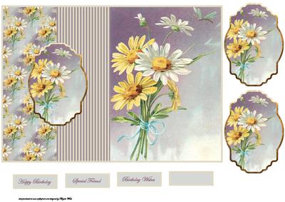 White and Yellow Daisy Fold Back Card