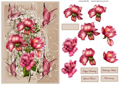 Ruby Red Rose Card with Decoupage