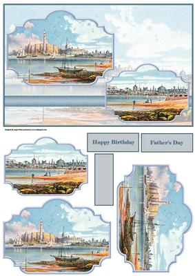 Harbour Scene Card with Toppers