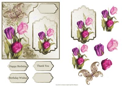 Tulips Bracket Card with Decoupage