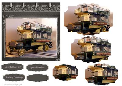 Vintage Mini Bus Card with Shaped Stackers