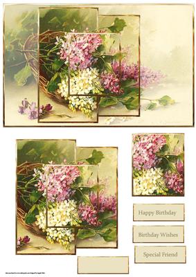 Basket of Lilacs Card with Shaped Toppers
