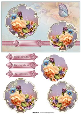 English Rose,card with Petal Toppers