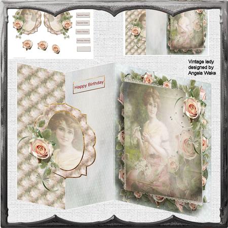 Vintage Lady No Hole Fold Back Card