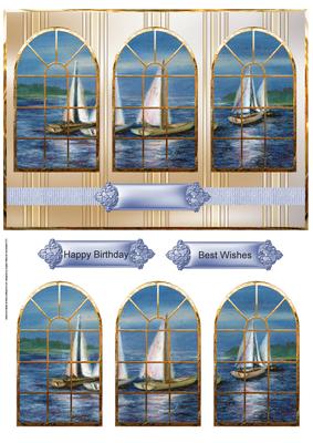 Sailing Boats Window View Card with Toppers