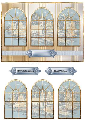 Christmas Church Winter View Card and Toppers