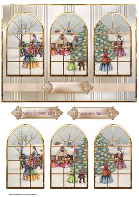 Carol Singers Around the Christmas Tree Window View