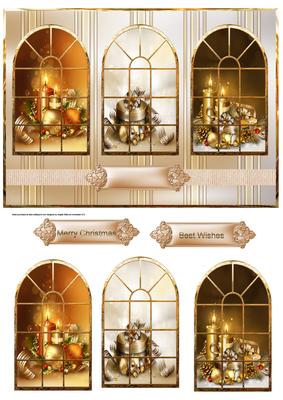 Christmas Candles and Presents Window View