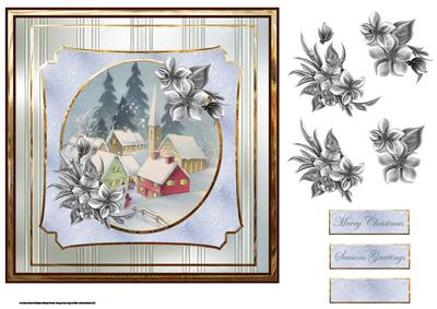 Christmas Church Card with Decoupage