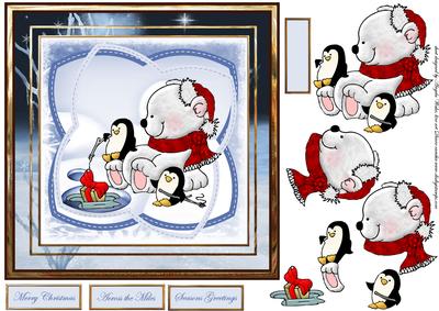 Polar Bear and Penguins 7x7 Card
