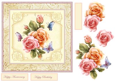 English Rose 7x7 Card with Decoupage