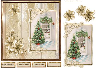Christmas Tree 7x7 Card with Decoupage