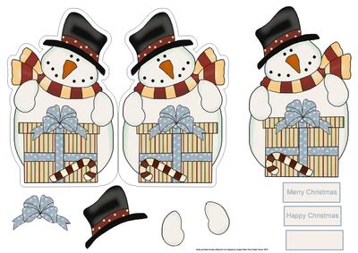 Snowman with Gift Shaped Card and Decoupage