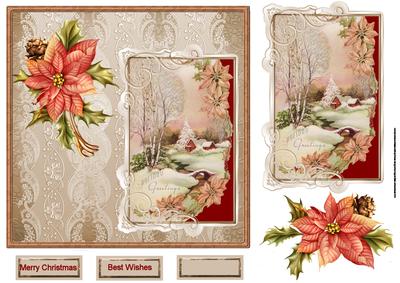 Vintage Christmas 7x7 Card with Decoupage