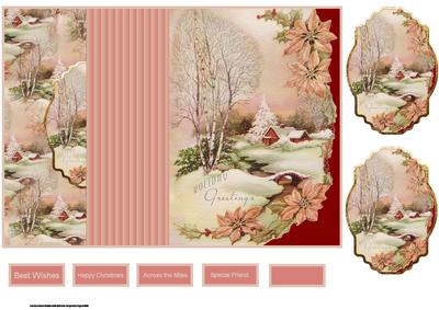 Vintage Christmas Scene No Hole Back Card