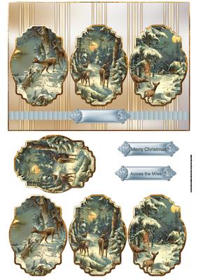 Reindeer in the Snow Panel Card with Toppers