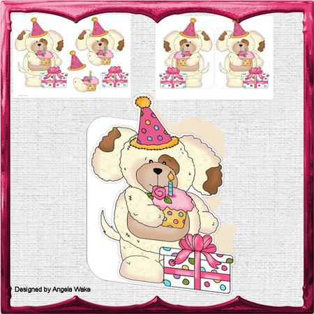 Teddy Bears First Birthday Shaped Card with Decoupage