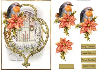 Christmas Robin and Candles Card and Decoupage