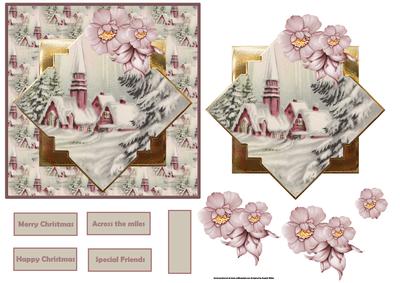 Vintage Church at Christmas with Decoupage