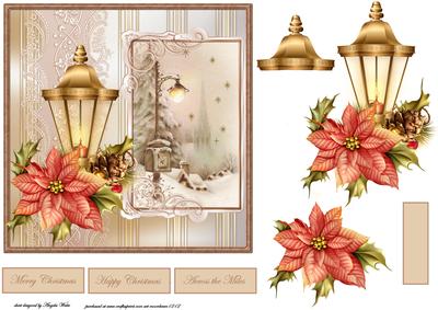 Lamplight Vintage Christmas Card and Decoupage
