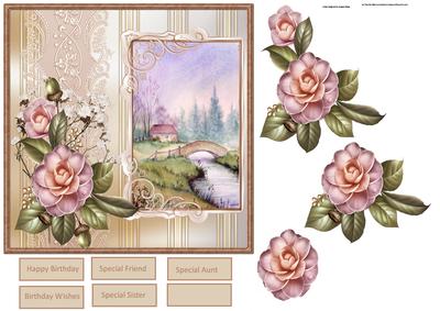 Summer River Card with Decoupage