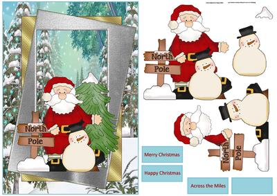 Santa and the Snowman Card with Decoupage