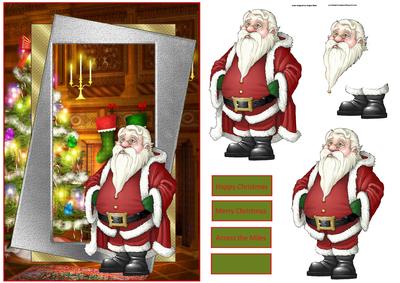 Santa Deep in Thought Card with Decoupage