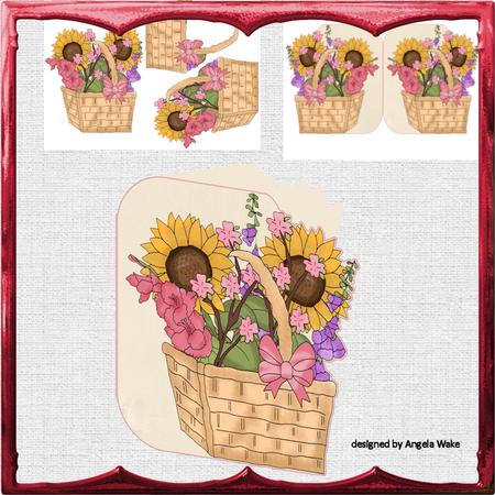 Basket of Flowers Shaped Card