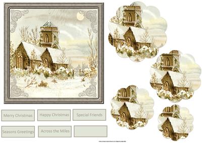 Snow Covered Church Card and Petal Stackers