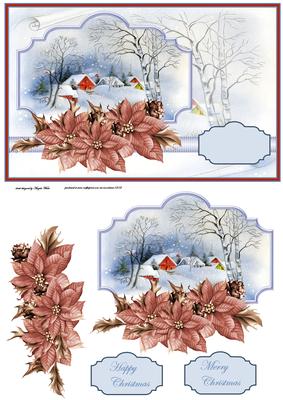 Snow Village Card with Decoupage