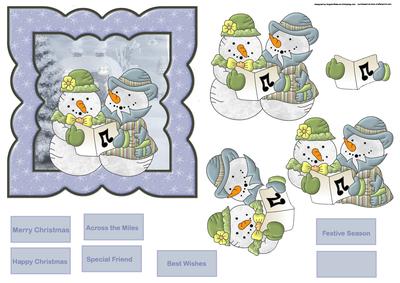 Snowman Carol Singers Card with Decoupage