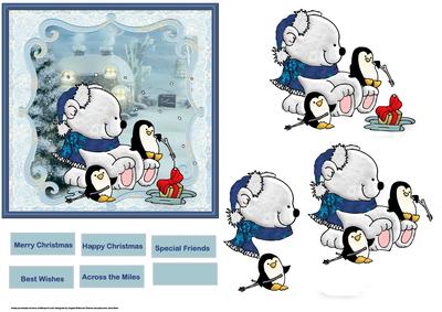 Polar Bear and Penguin Friends Fishing Card