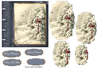 Winter Birds Fly Home Card with Shaped Layers