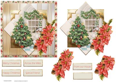 Christmas Window View Card with Decoupage