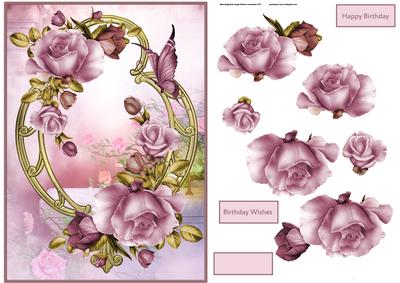 Rose Garden Card with Decoupage