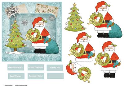 Santa Clause and Tree Card with Decoupage