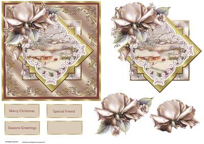 Vintage Christmas and Christmas Rose Card