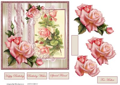 Special Rose Card with Decoupage