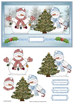 Snowmen Dress the Christmas Tree Card