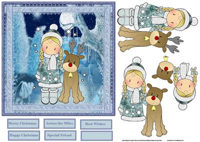 Chloe with the Reindeer Card and Decoupage