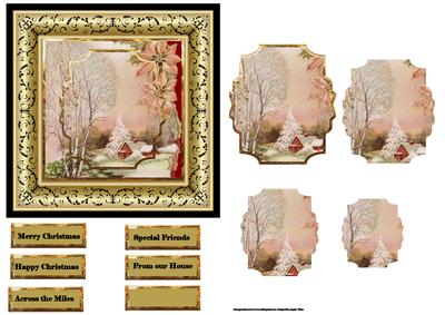 A Vintage Christmas Card with Shaped Layers