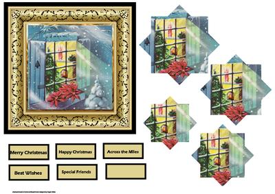 Vintage Christmas Window Card and Shaped Layers