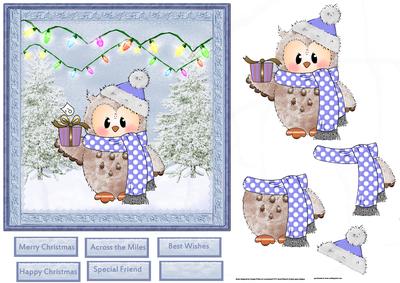 Ozzy the Christmas Owl Card with Decoupage