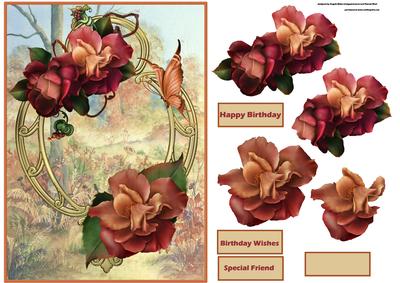 Autumn Rose Card with Decoupage