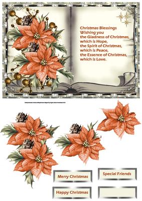 Christmas Poinsettia Card Topper with Decoupage