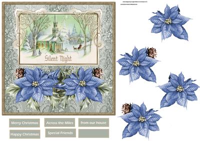Silent Church and Poinsettias Card and Decoupage