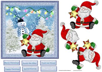 Santa Has a Star Card with Decoupage