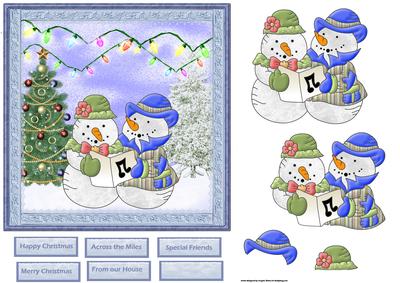 Snowpeople Carol Singers Card and Decoupage