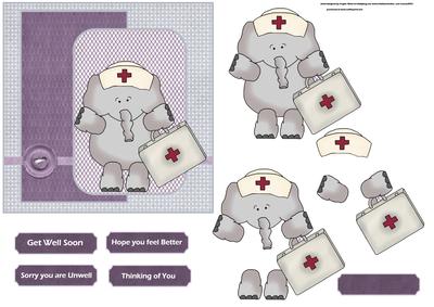 Nellie the Nurse Card with Decoupage